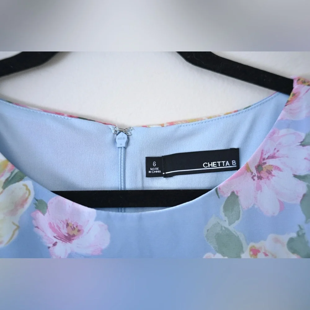 Womens Sz 6 Floral Tiered Midi-Dress - Chetta B - NWOT Pastel Easter - Picture 2 of 11